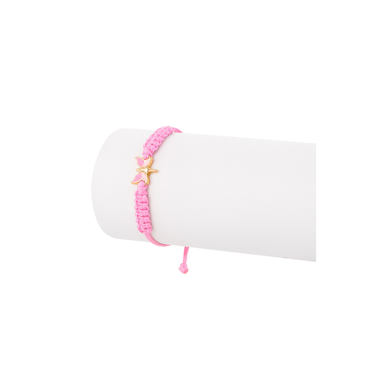 Pulsera ajustable de cordón rosa con dije de hada oro