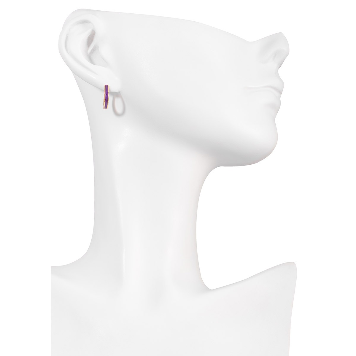 Aretes en baño de oro con esmalte brillante en tono morado