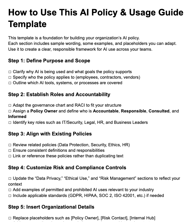 AI Policy & Usage Guide Template