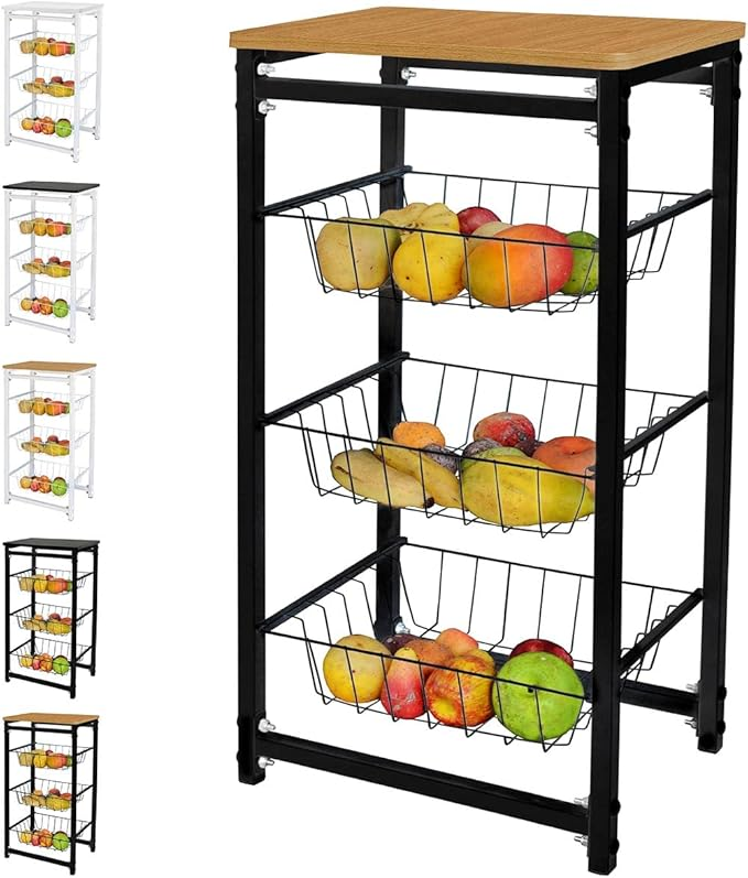 Fruteira De Chao Cozinha Tampo Madeira Florenca de Ferro