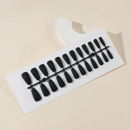 Set of 24 - Matte Ballet Nail Tips Set, Medium Length, Pre-Designed Plain Pure Color False Nails for Daily Wear