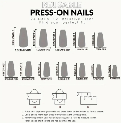 Set of 24 - Matte Ballet Nail Tips Set, Medium Length, Pre-Designed Plain Pure Color False Nails for Daily Wear