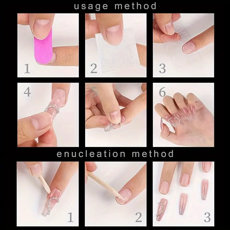 Press on Nail Stickers Waterproof Ultra Sticky 3 sheets = 72 stickers
