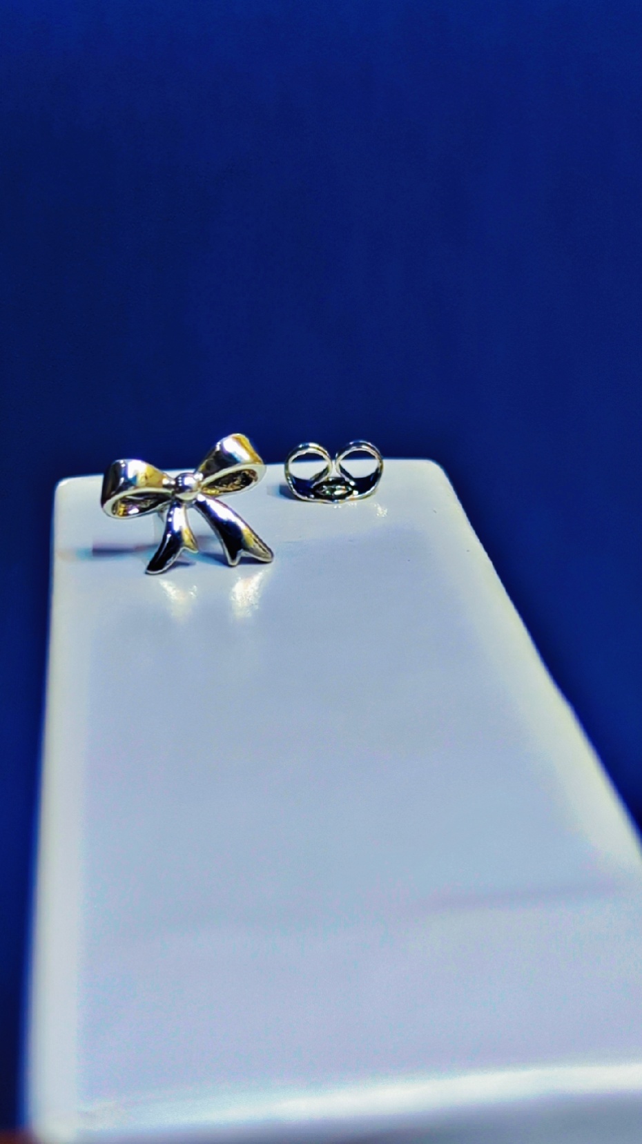 Silver Bow Stud Earrings