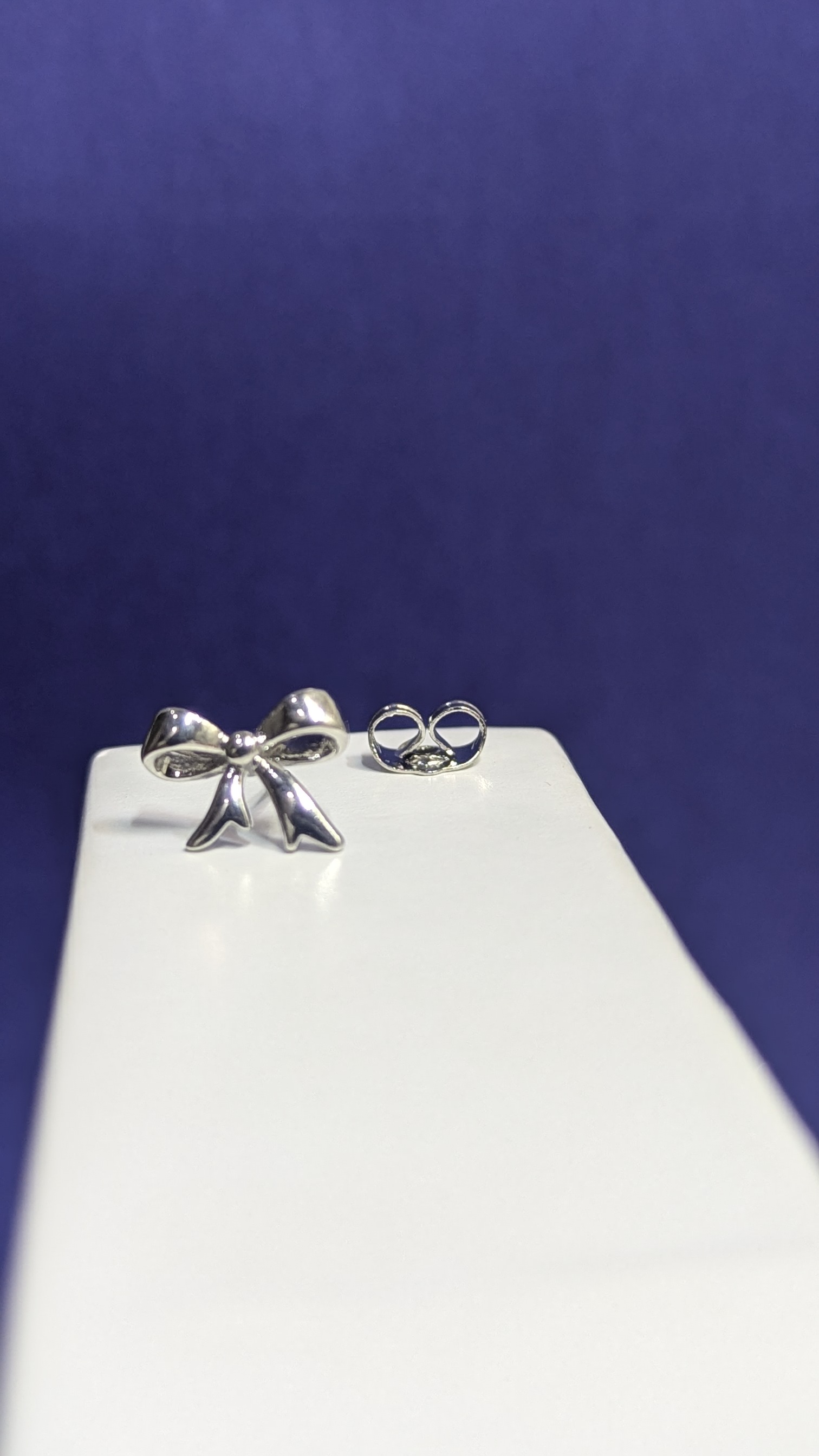 Silver Bow Stud Earrings