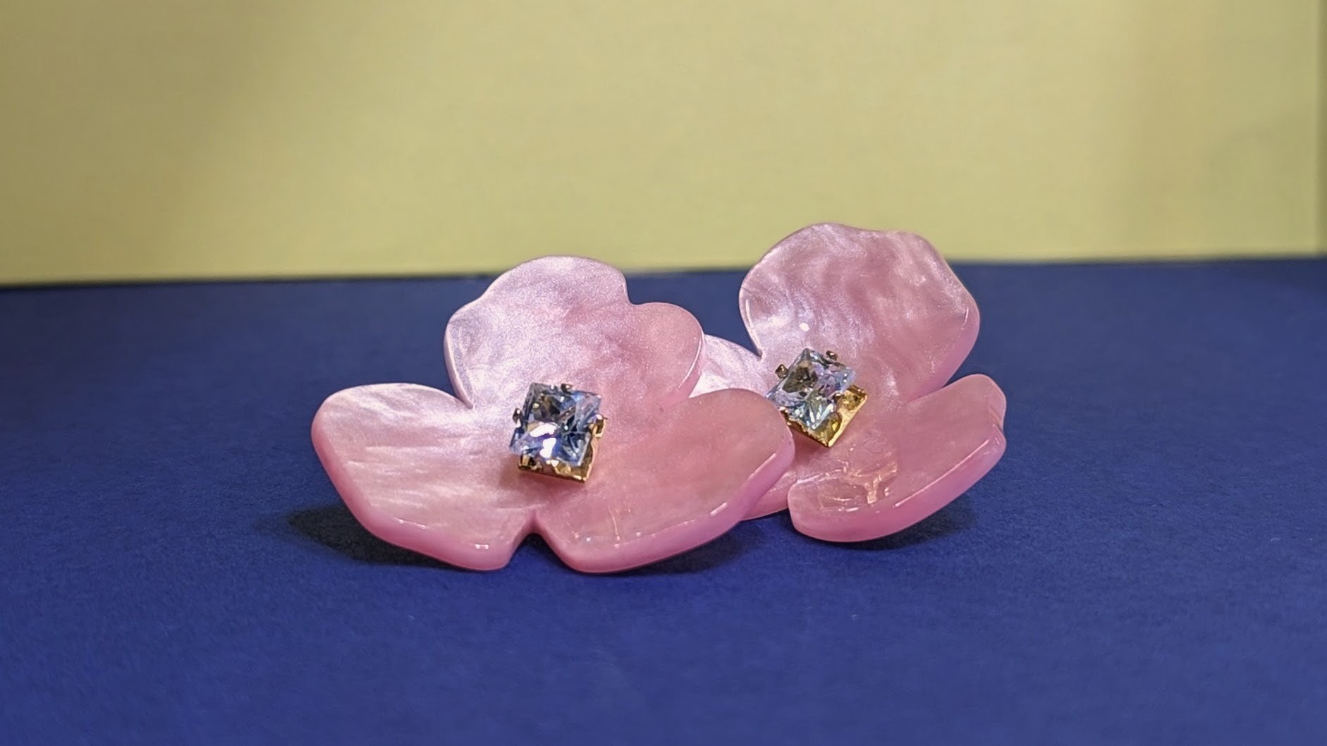 Pink Flower Crystal Earrings