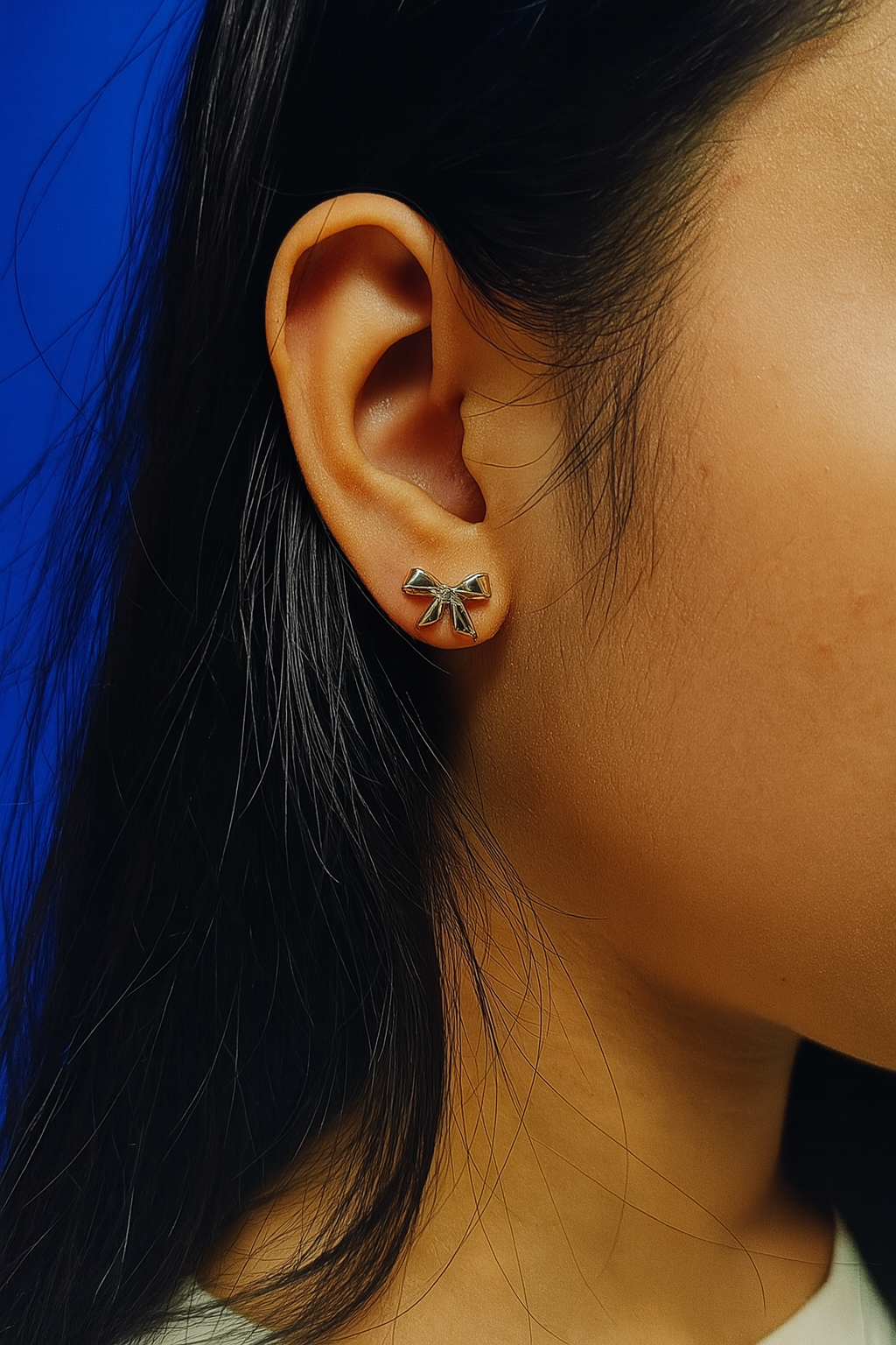 Silver Bow Stud Earrings