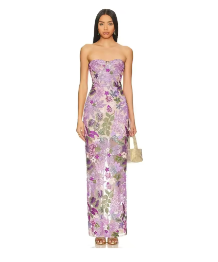 Strapless Floral Gown