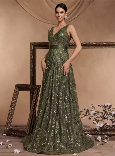 Elegant Green Evening Gown