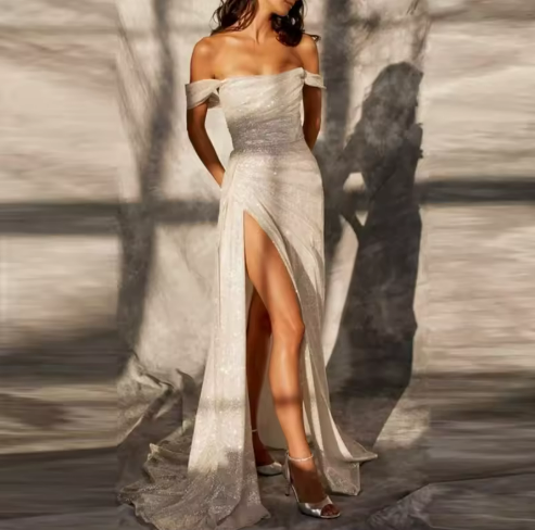 Elegant Off-Shoulder Evening Gown