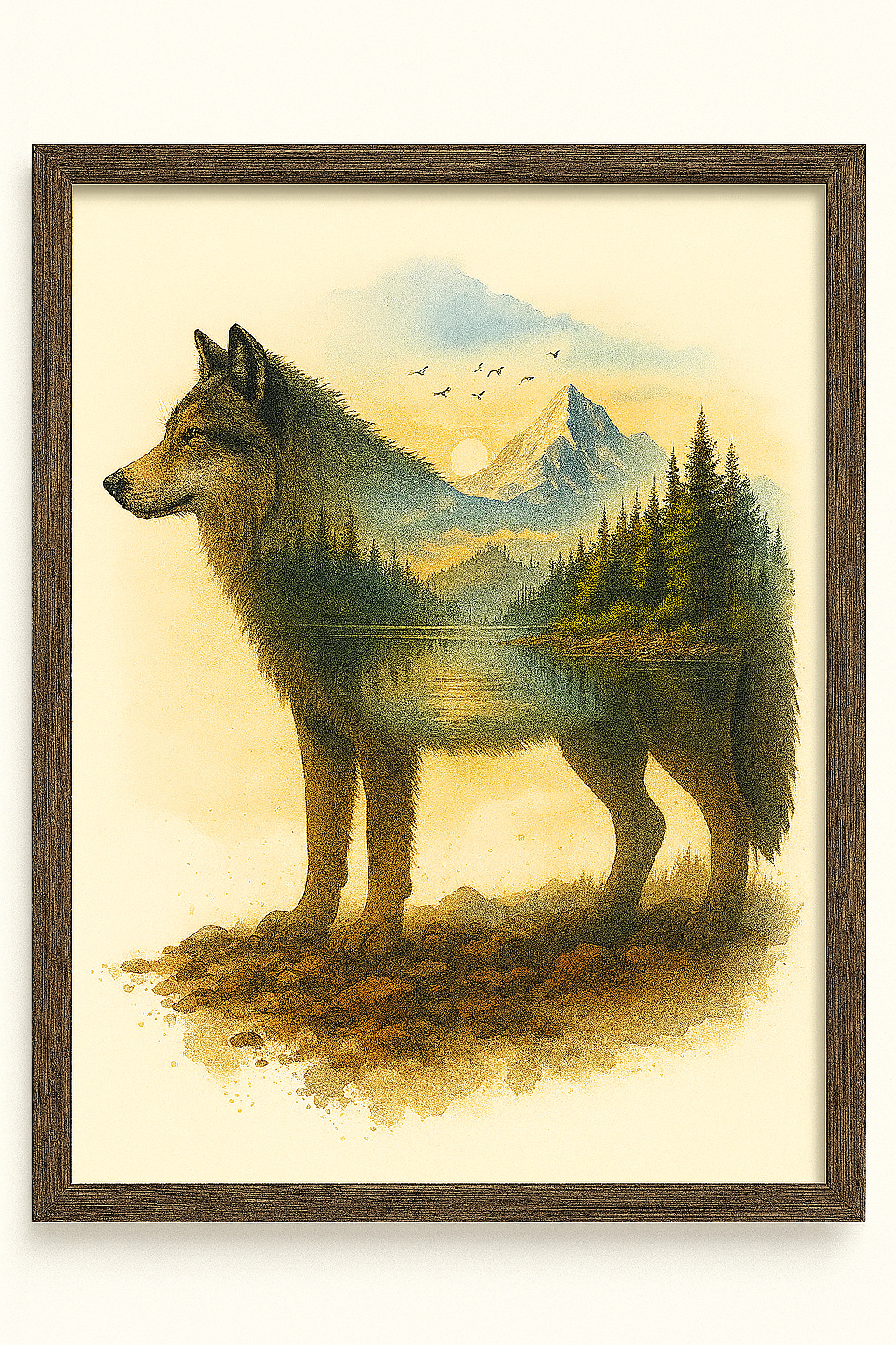 Spirit of the Wild – Majestic Wolfscape Digital Art Print