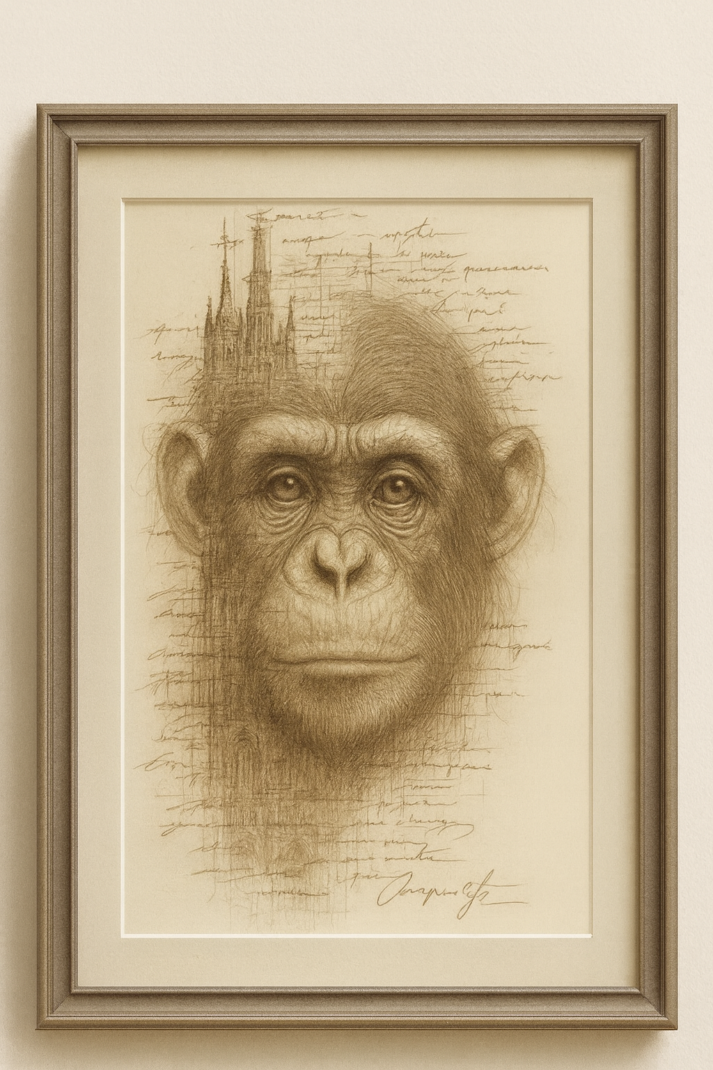 Cathedral of Instinct – Abstract Pencil Sketch with Soul