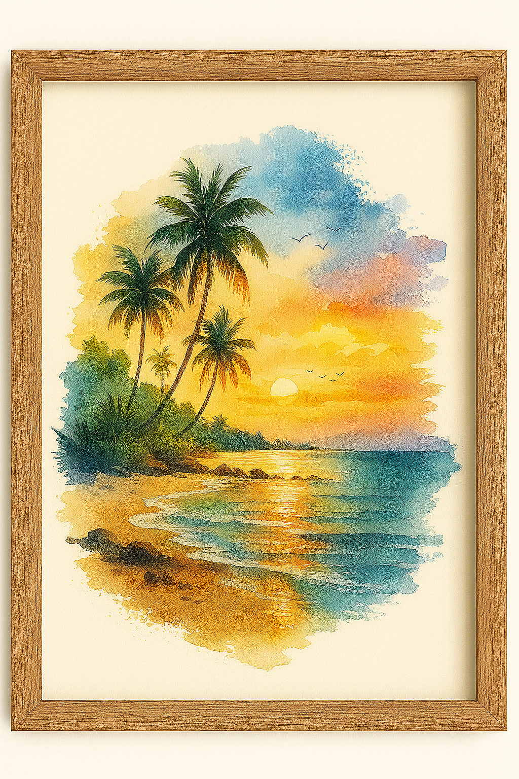 🏝️Golden Tides — Sunset Ocean Digital Art Print (PNG + PDF + Video)