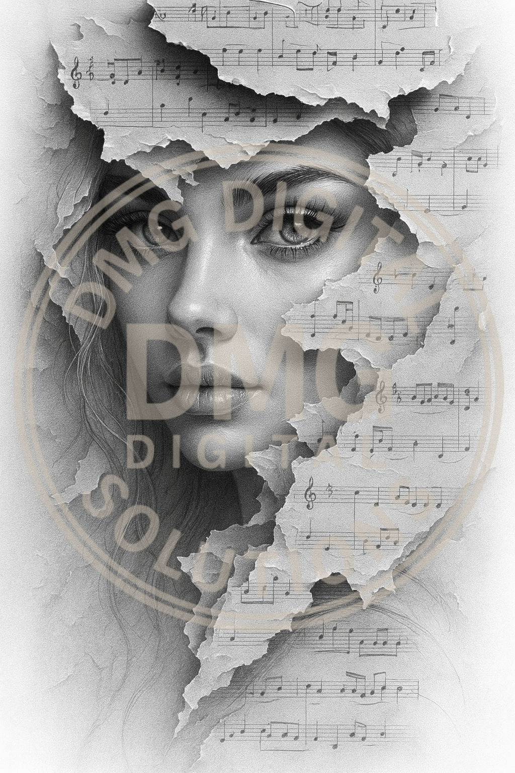 Melody of Silence – Printable Surreal Art Portrait