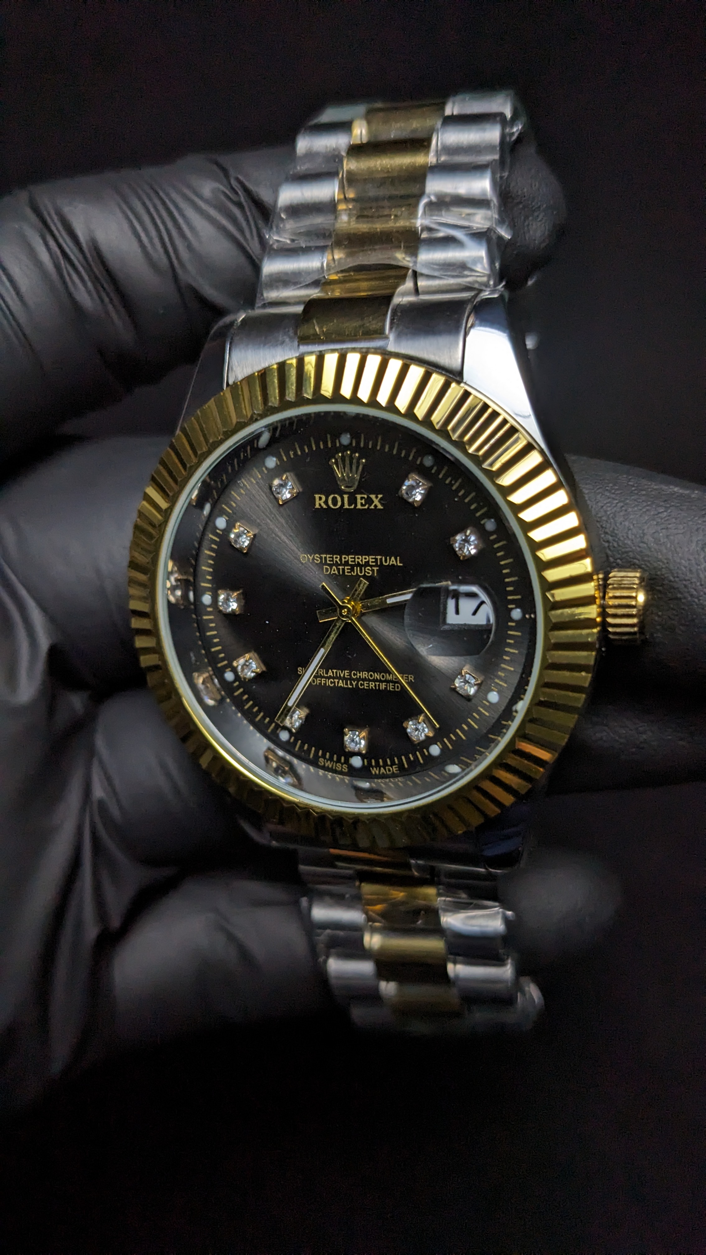 Rolex DateJust 2 Tone, Black dial