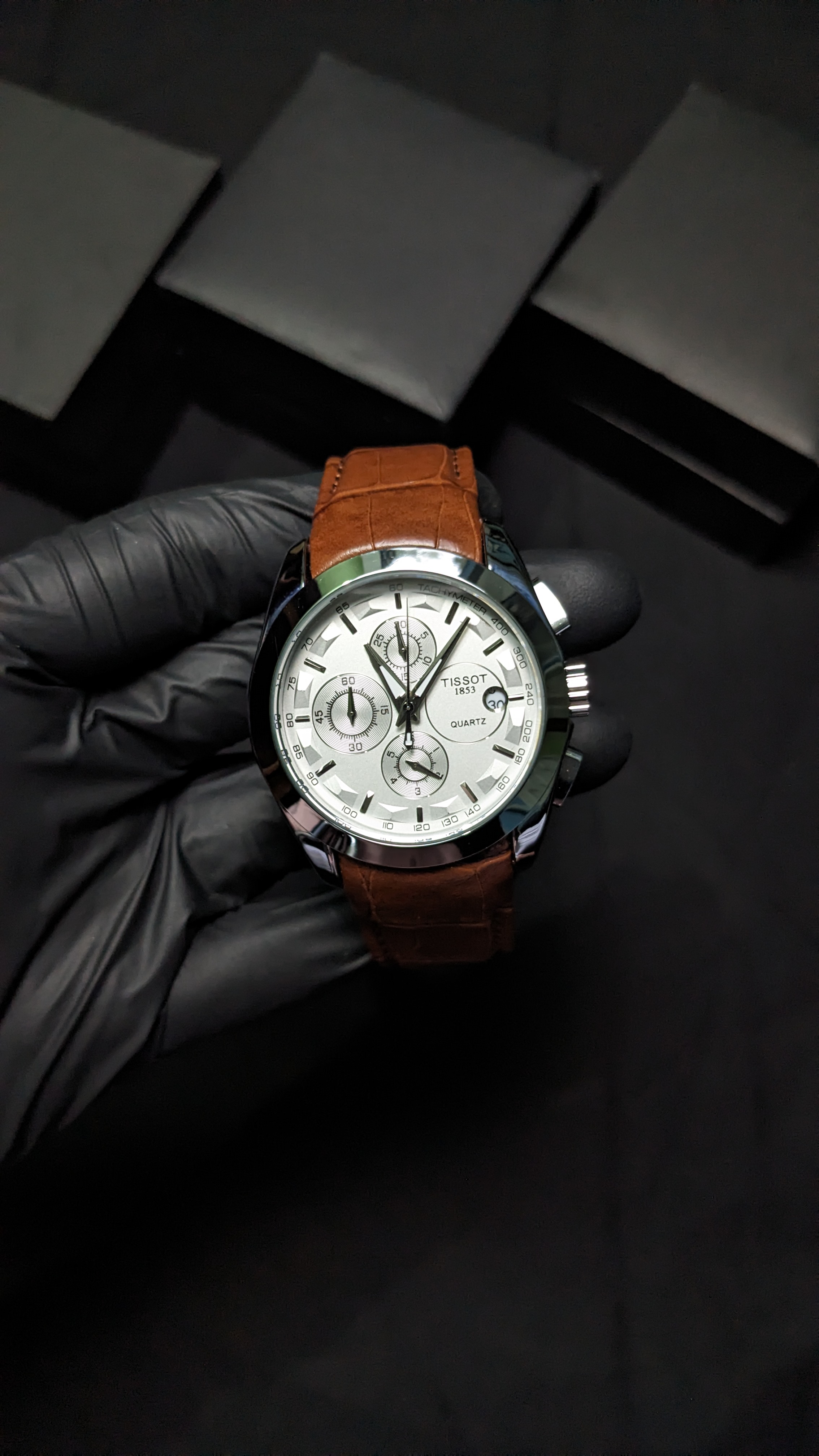 Tissot 1853 Chronograph White dial (Brown) 