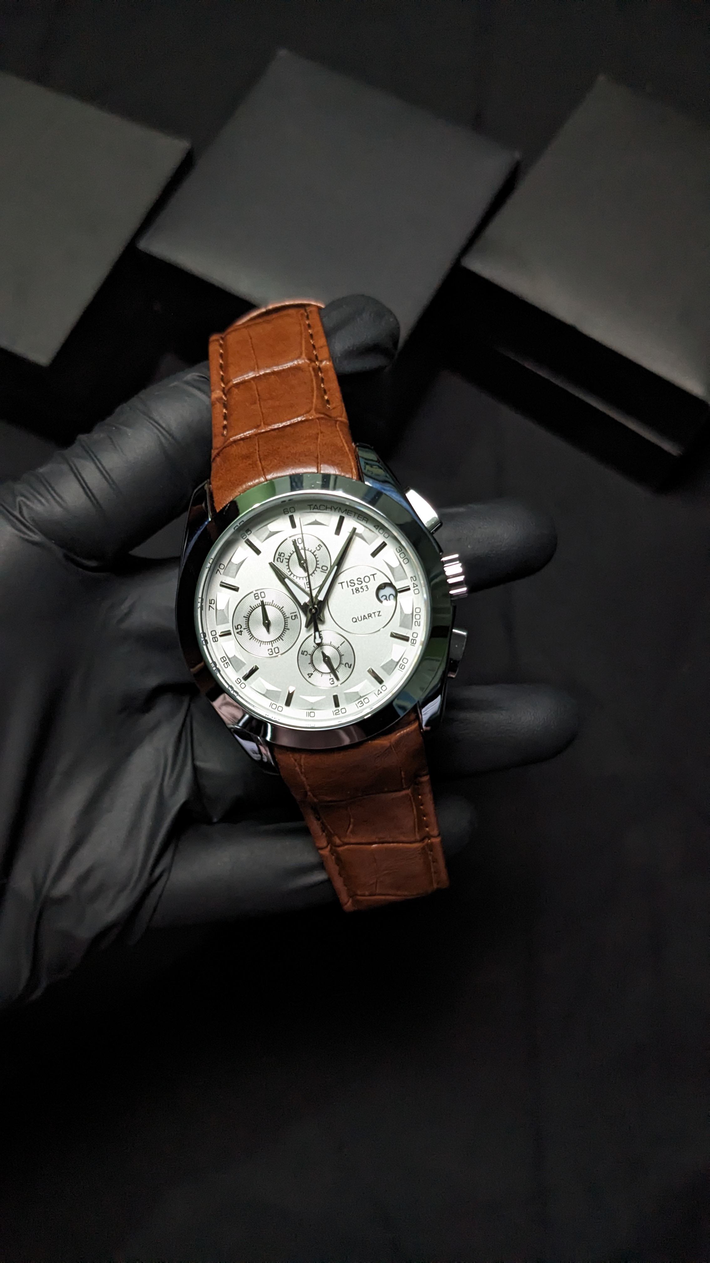 Tissot 1853 Chronograph White dial (Brown) 