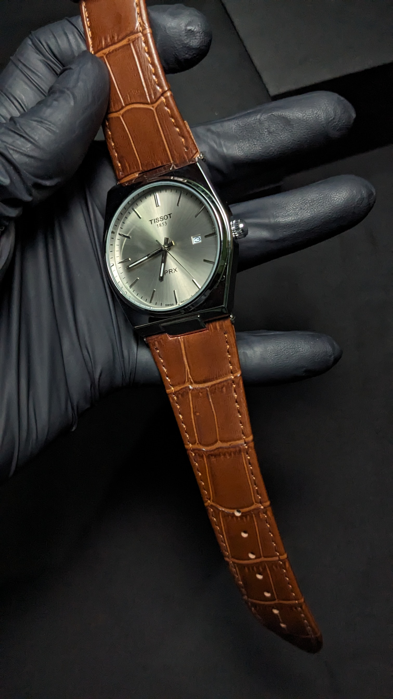 Tissot PRX Silver (Brown Leather)