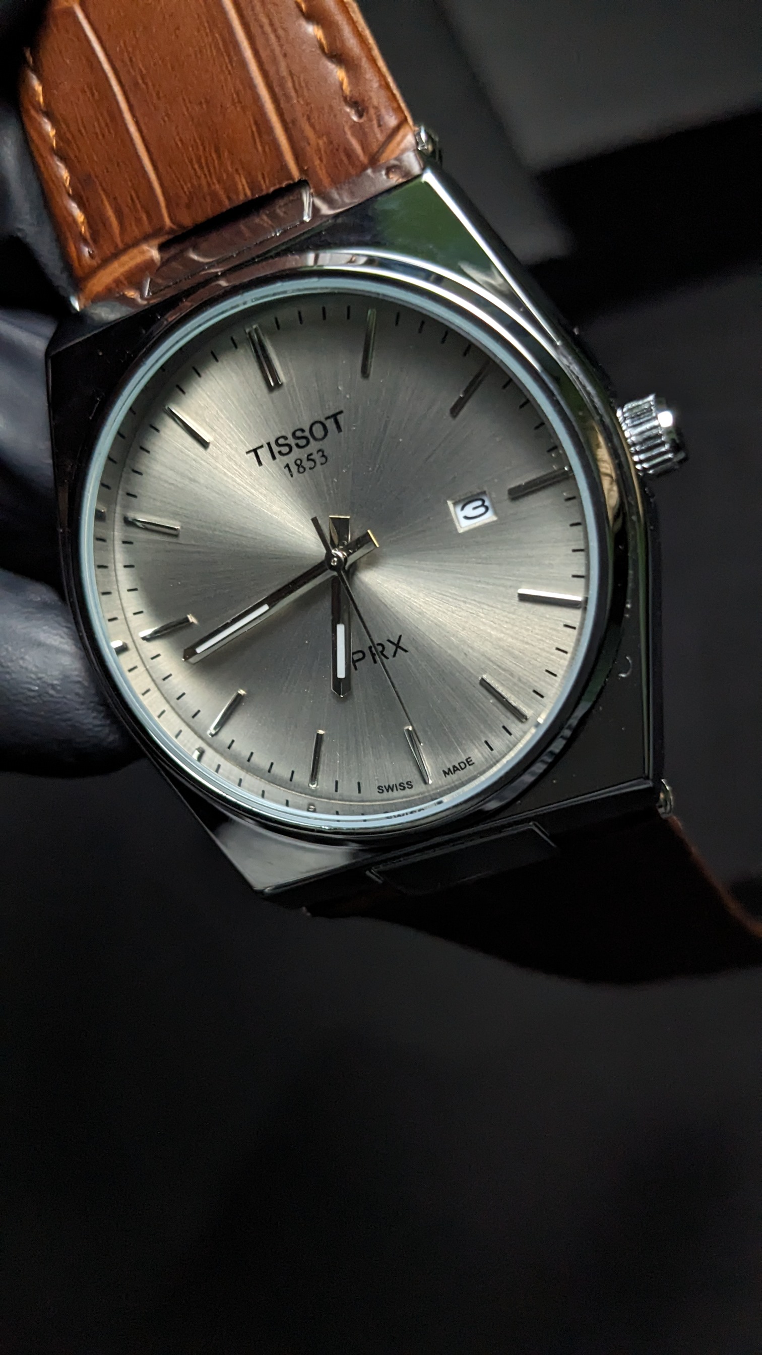 Tissot PRX Silver (Brown Leather)