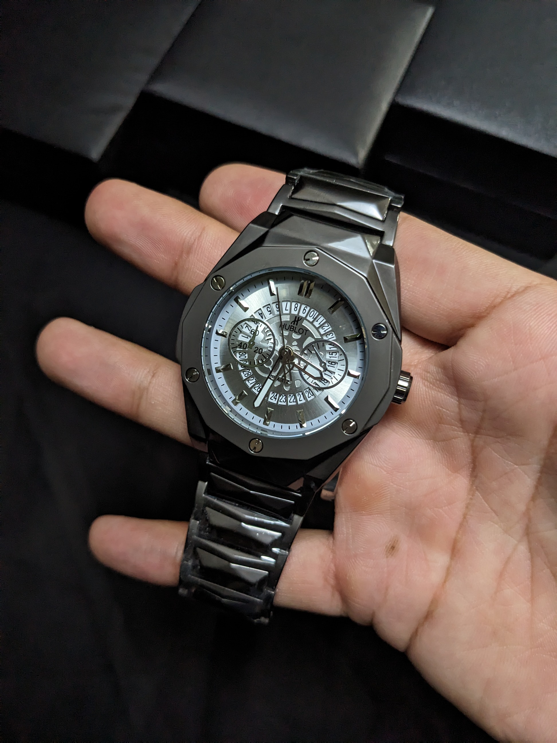 Hublot Diamond Cut Skelton (Dark Grey)