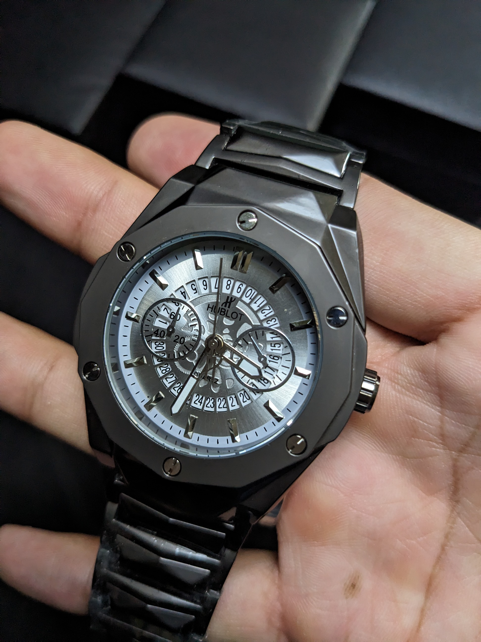 Hublot Diamond Cut Skelton (Dark Grey) 
