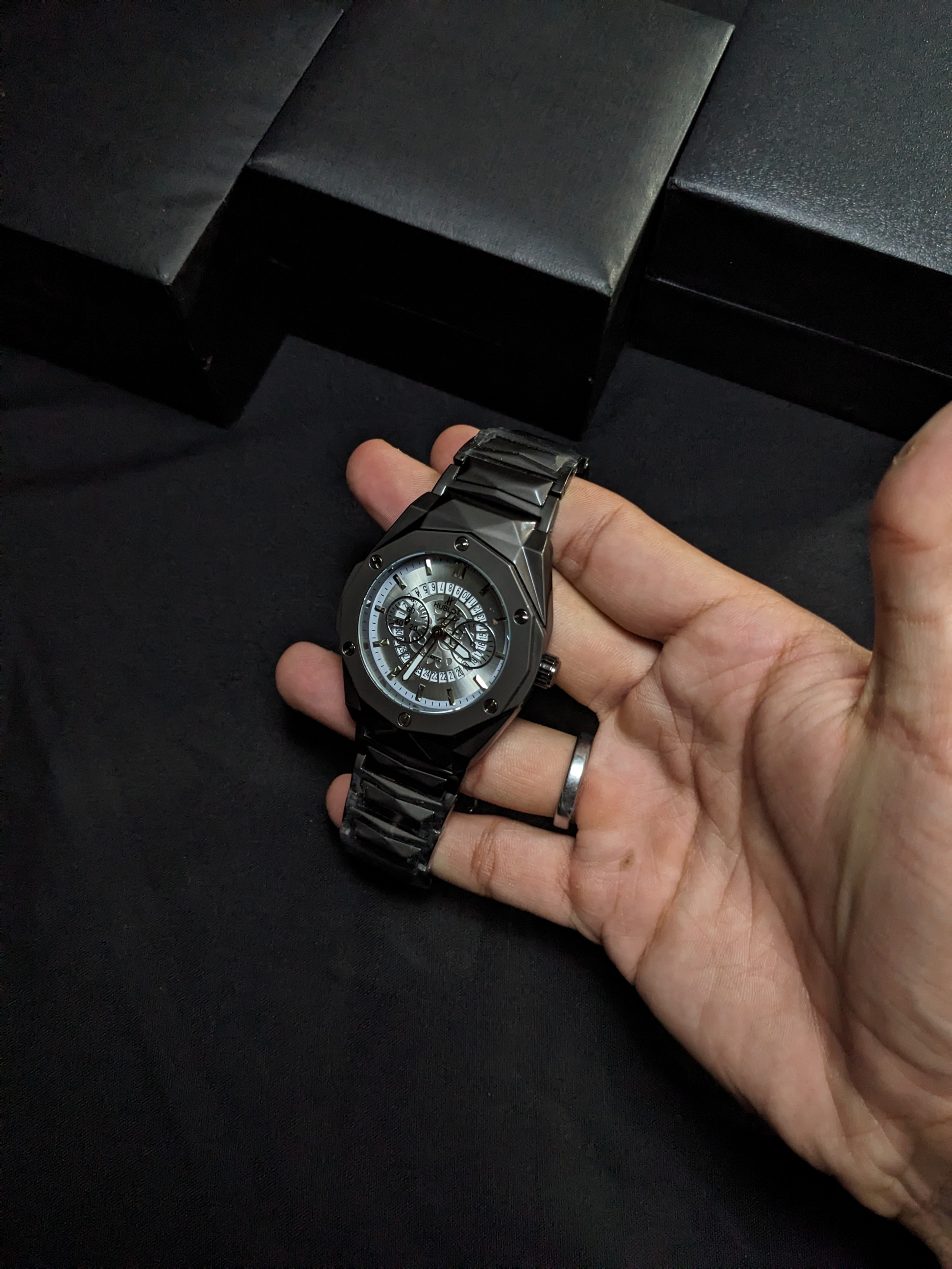 Hublot Diamond Cut Skelton (Dark Grey) 