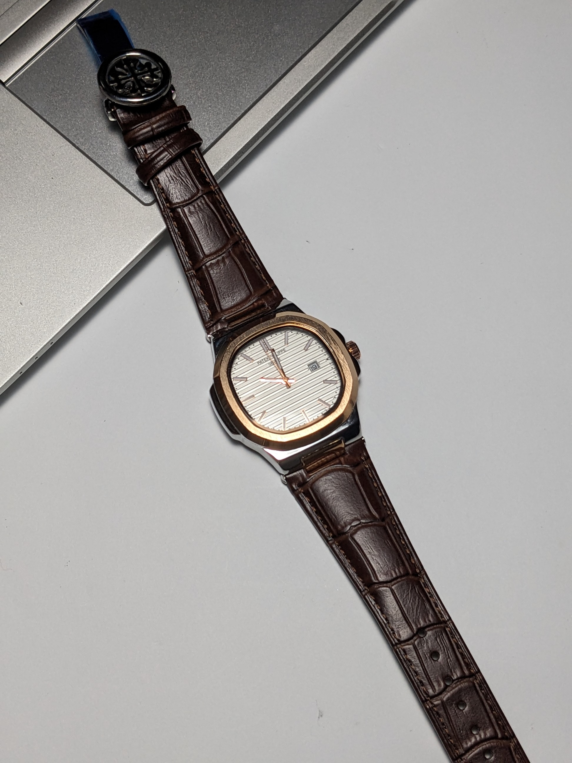 PP Nautilus Brown Leather strap (2 tone)
