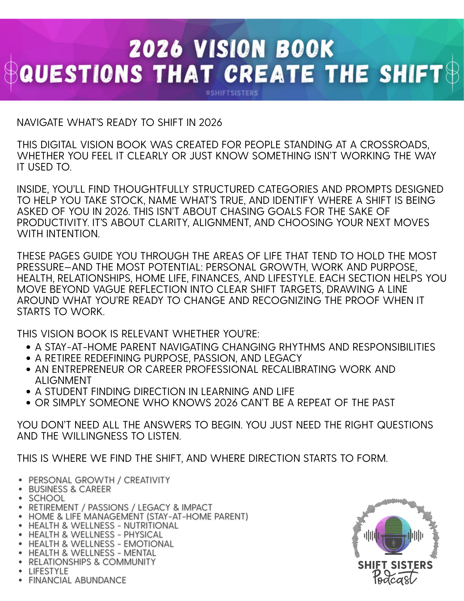 2026 Vision Book Starter Questions