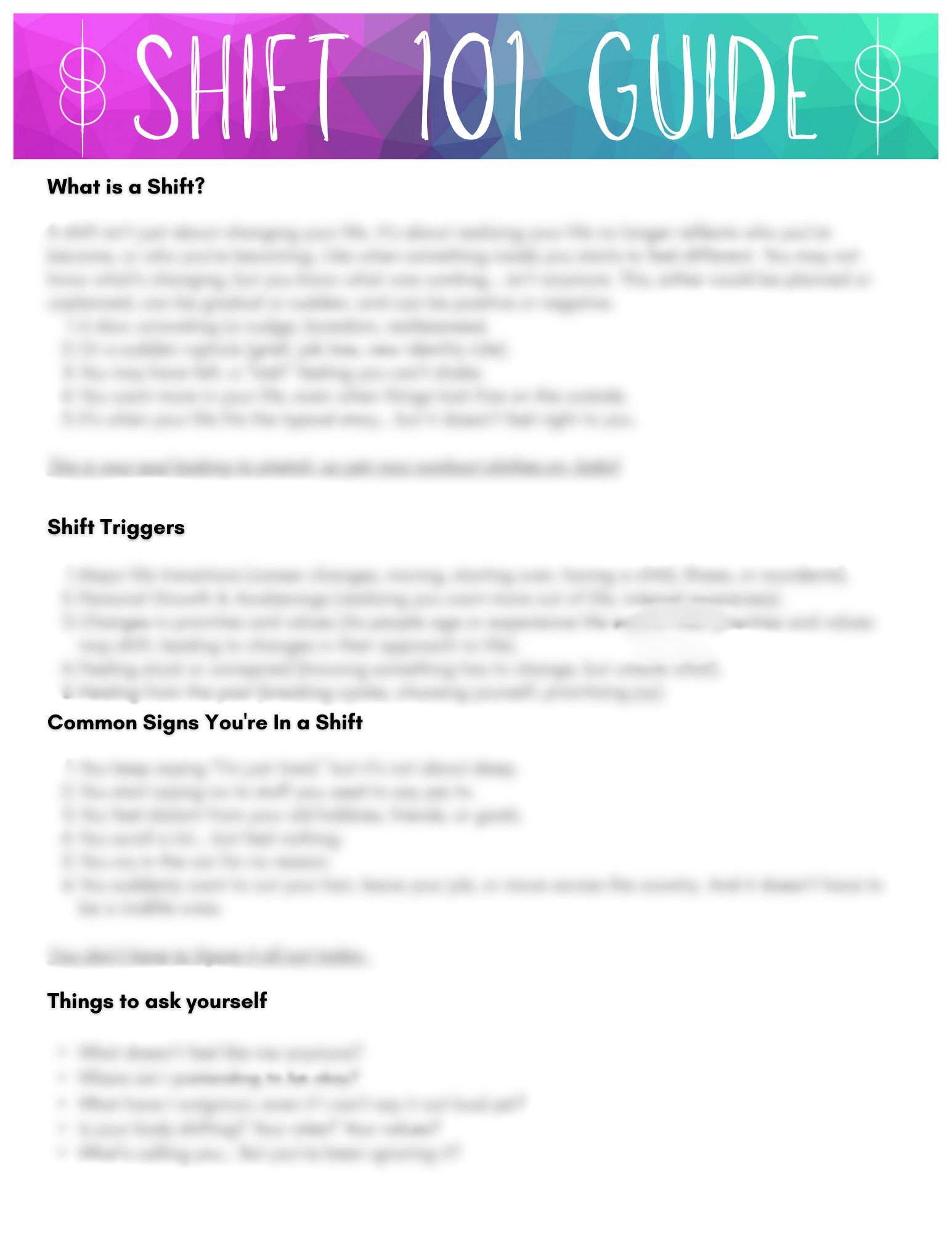 Shift 101 Guide 