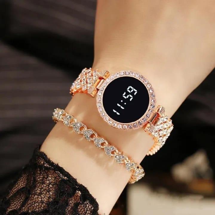 Women's battery operated, water resisted watch