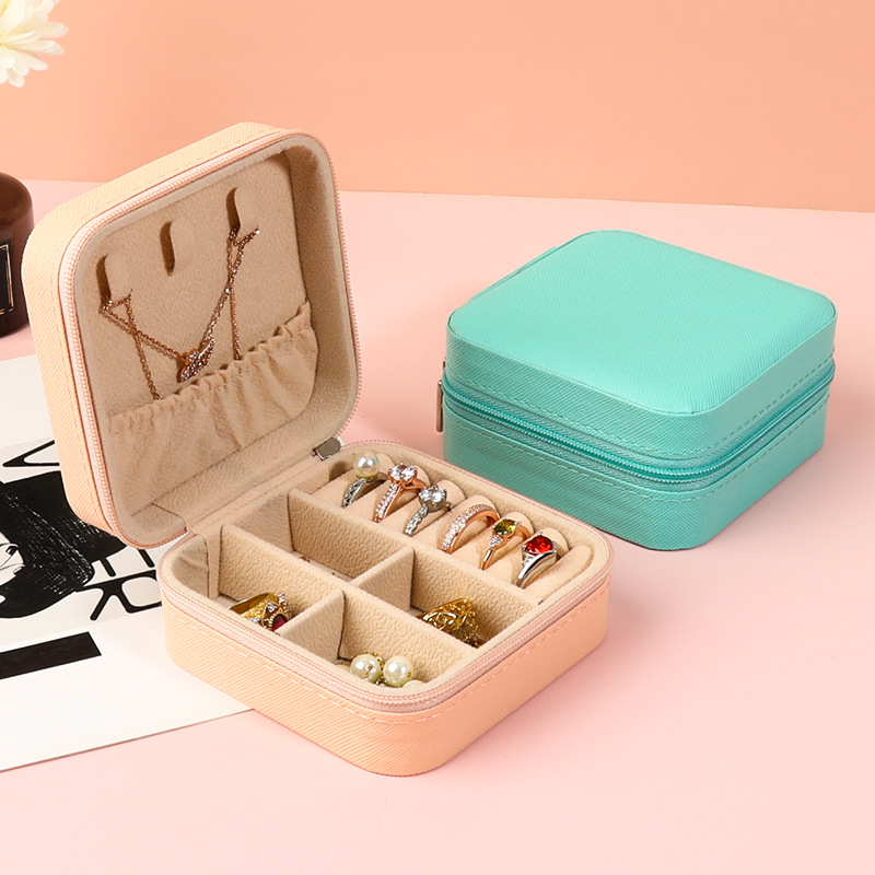 Portable mini square jewelry box