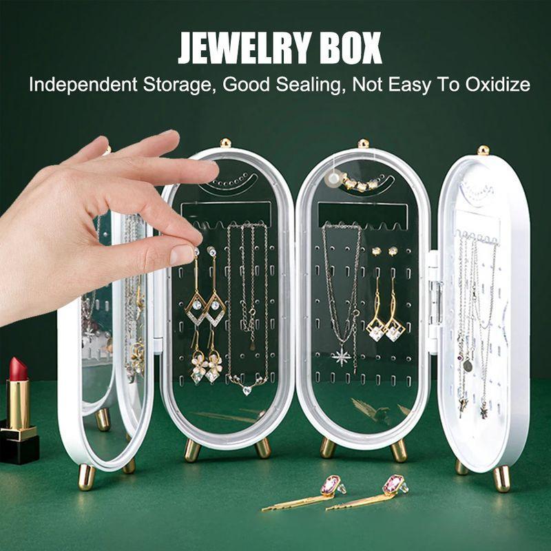 Foldable jewelry storage box and mirror
