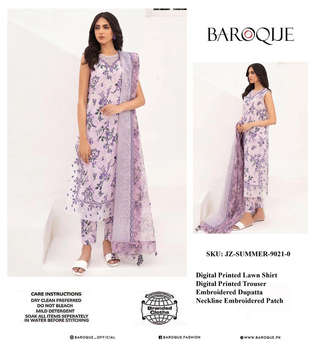 3pc Embroidered unstitched lawn suit