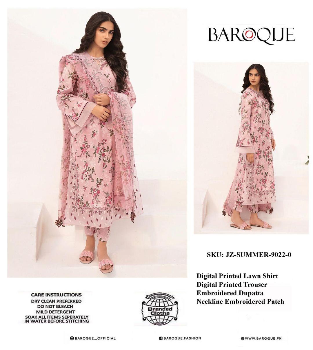 3pc Embroidered unstitched lawn suit