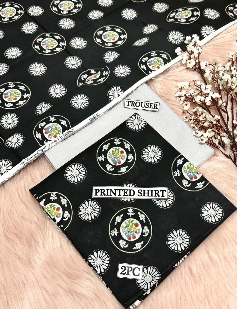 2pc lawn Unstiched