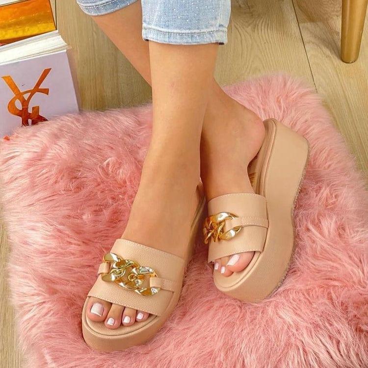 Women casual synthetic Leather women's wedge heels