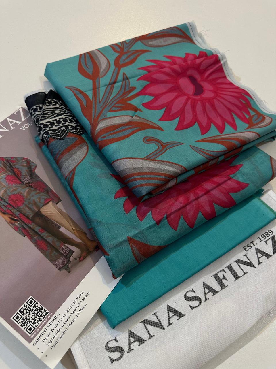 3pc lawn unstitched with lawn voil dubbatta