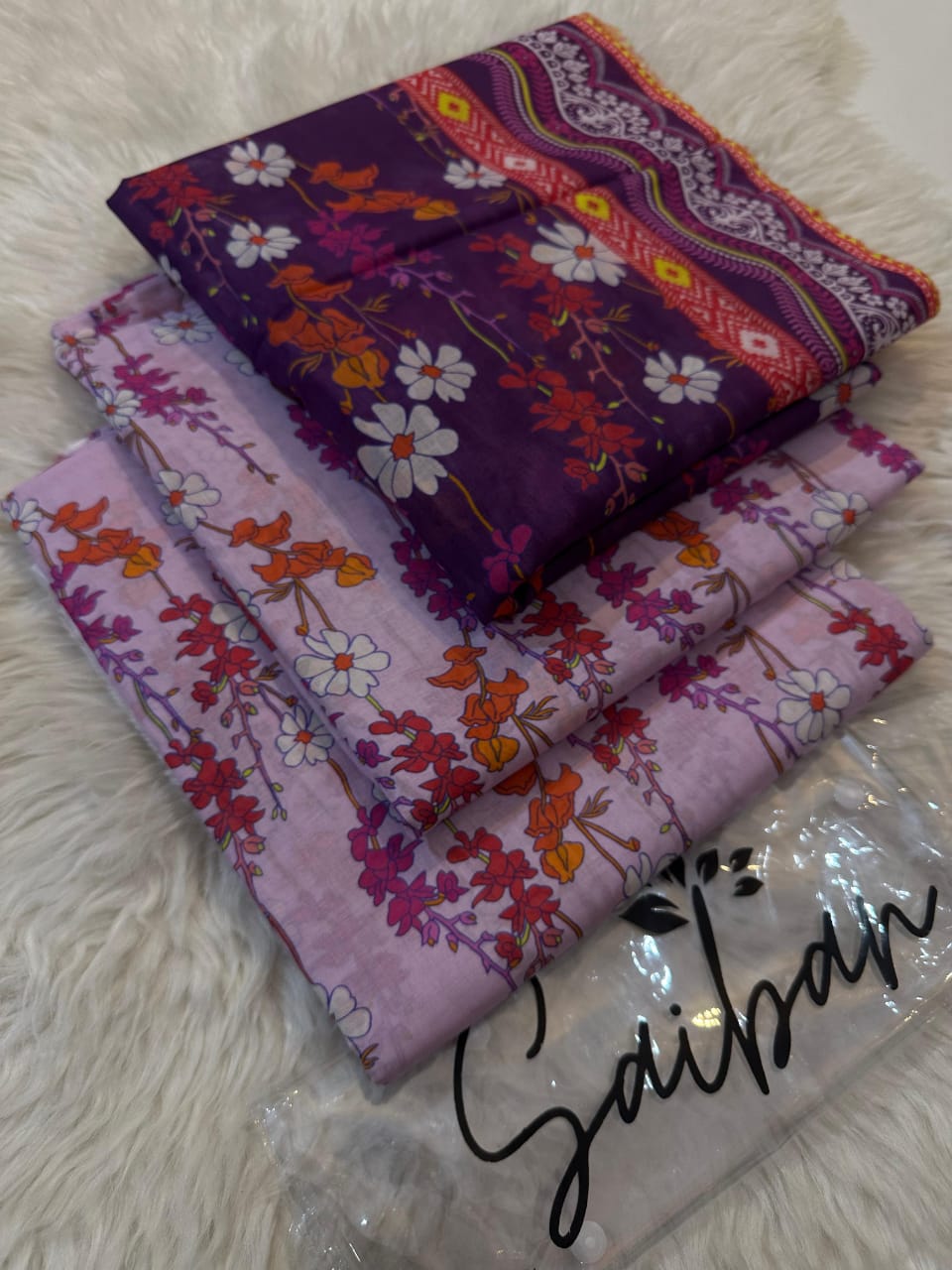 3pc lawn unstitched with lawn voil dubbatta