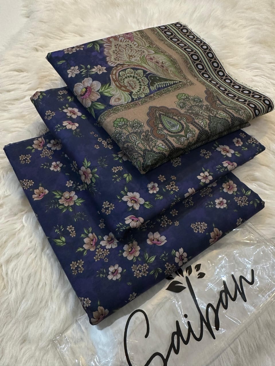 3pc lawn unstitched with lawn voil dubbatta