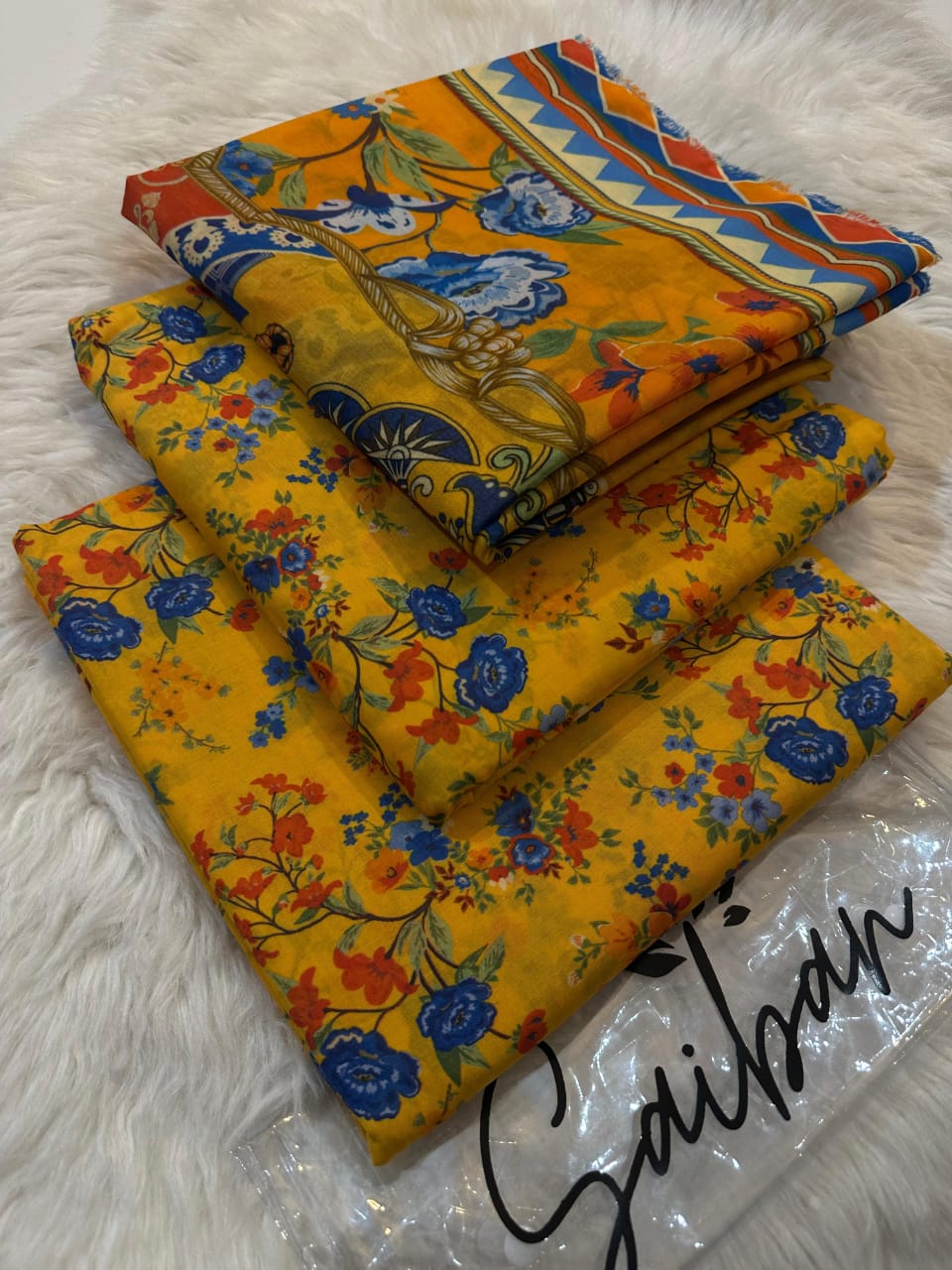 3pc lawn unstitched with lawn voil dubbatta