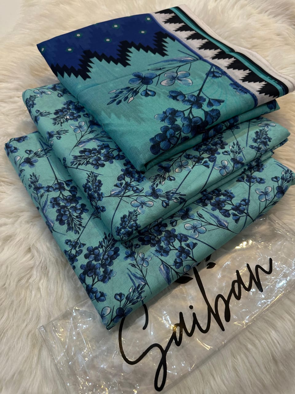 3pc lawn unstitched with lawn voil dubbatta