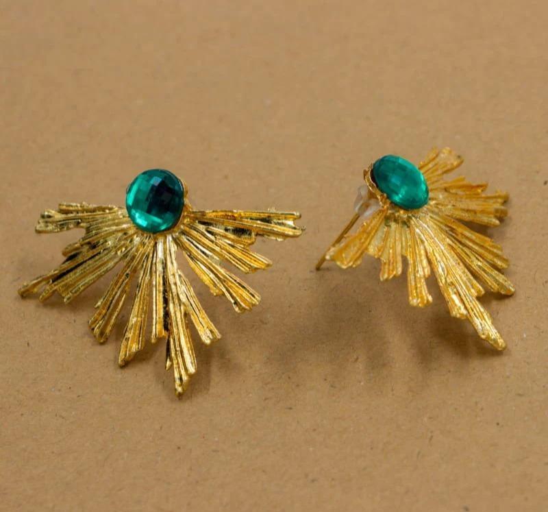 Gold Sunburst Stud Earrings
