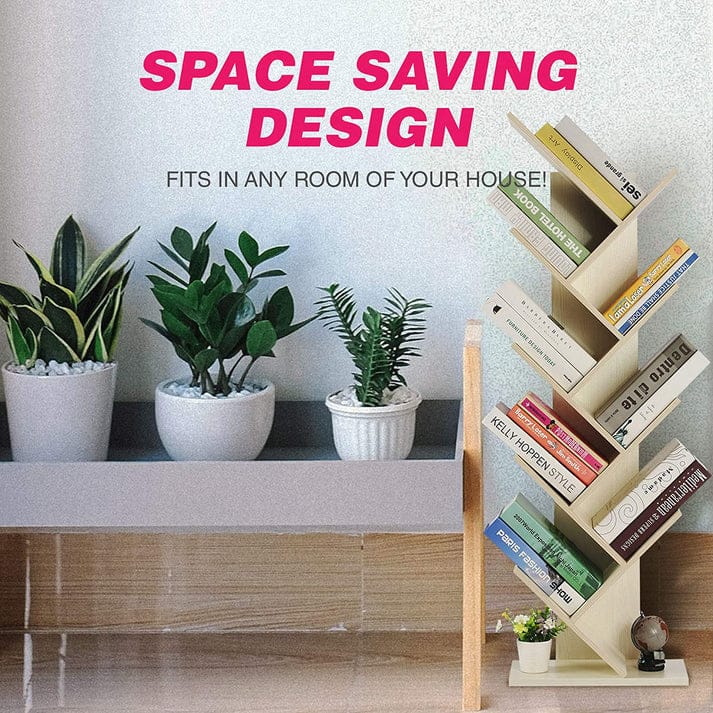 9-Shelf Tree Shaped Floor Standing Bookcase, Storage Rack for Living Room/Home/Office