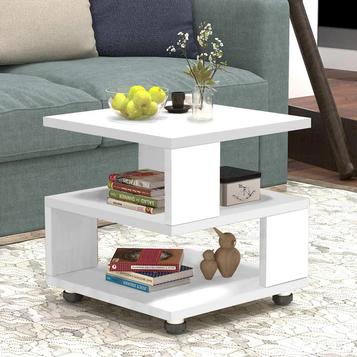 Rectangle Hallow Design Night Stand Storage Bedside Table