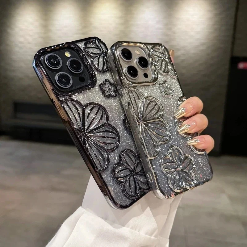  Flower Bling Shimmer Glitter Case –