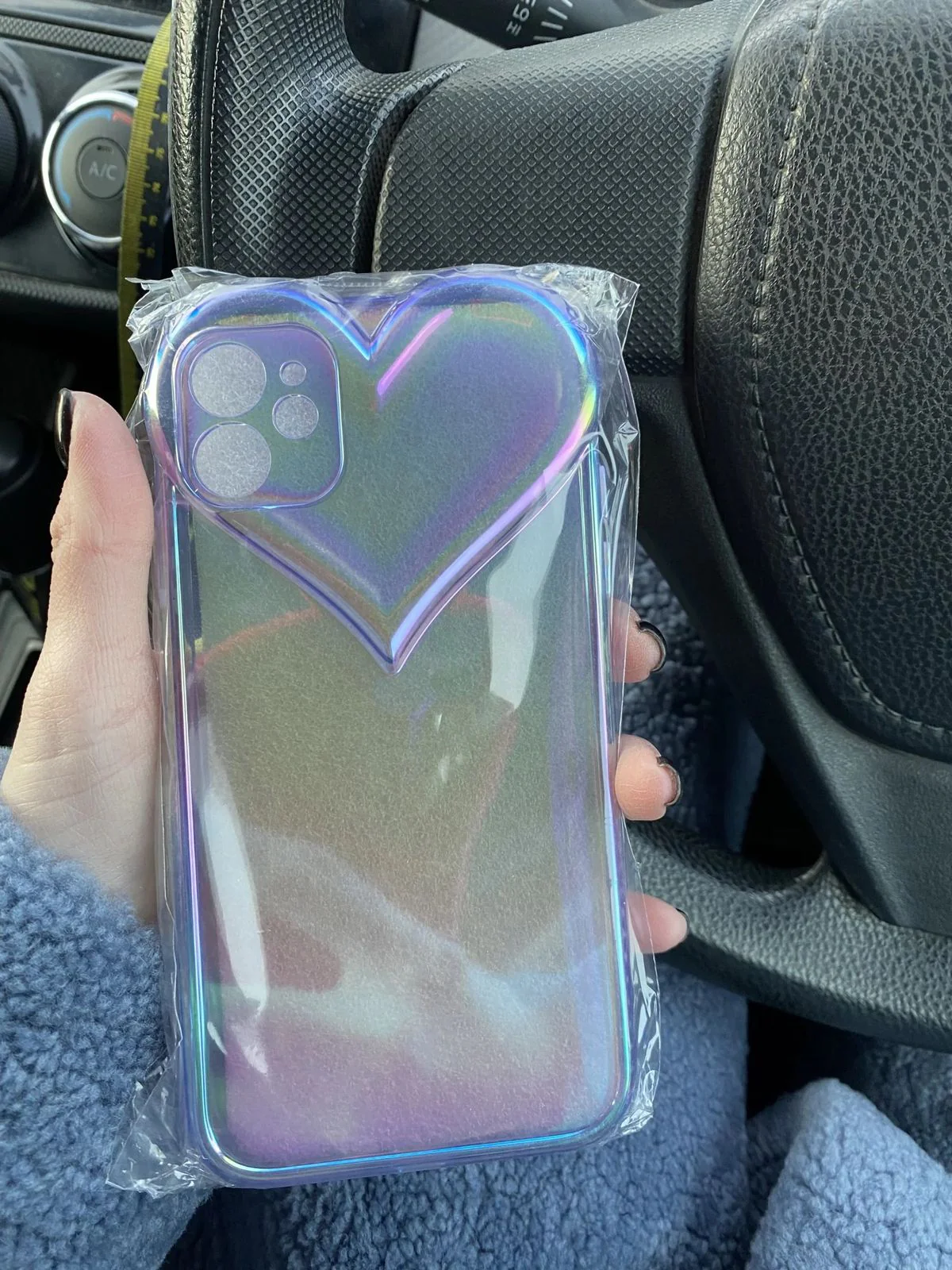  Holographic Heart Phone Case for iPhone - Clear, Glitter, Protective