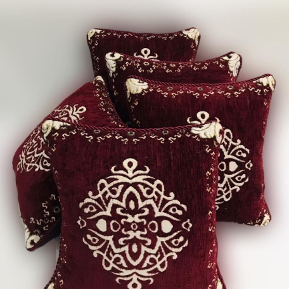 5 Pcs Velvet Jacquard Embroidered Cushion Covers With Filling