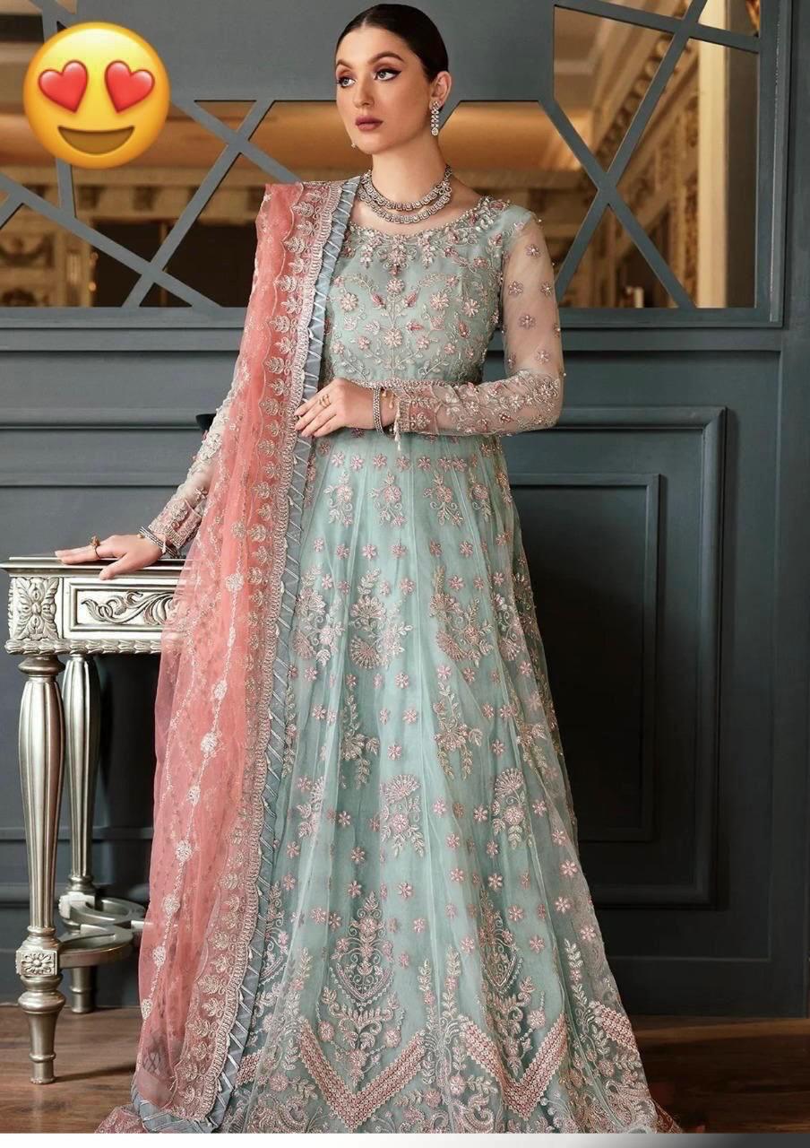 Net fully heavy  embroidered frock