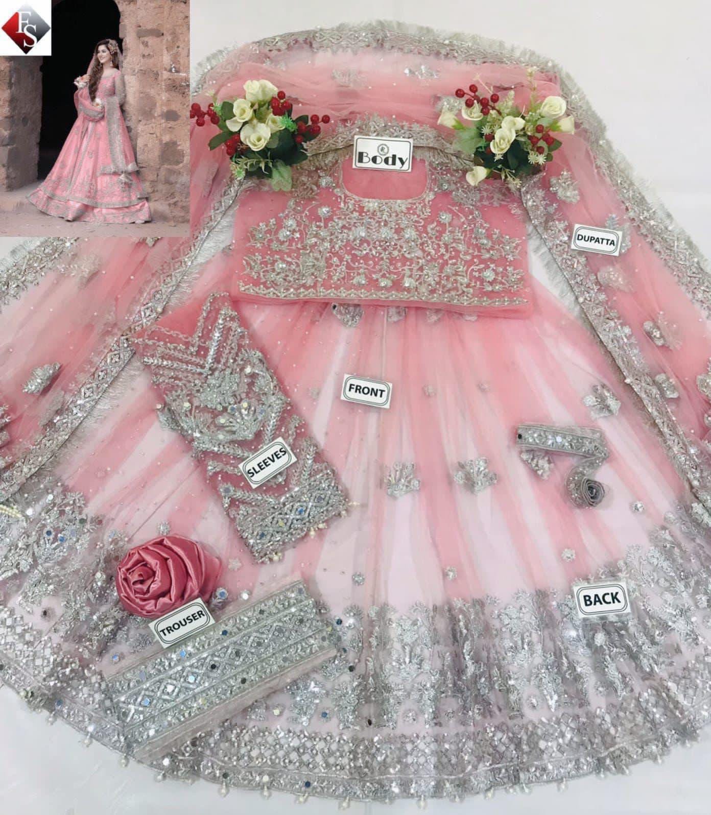 Fabric Details Complete net frock with Silk  trouser