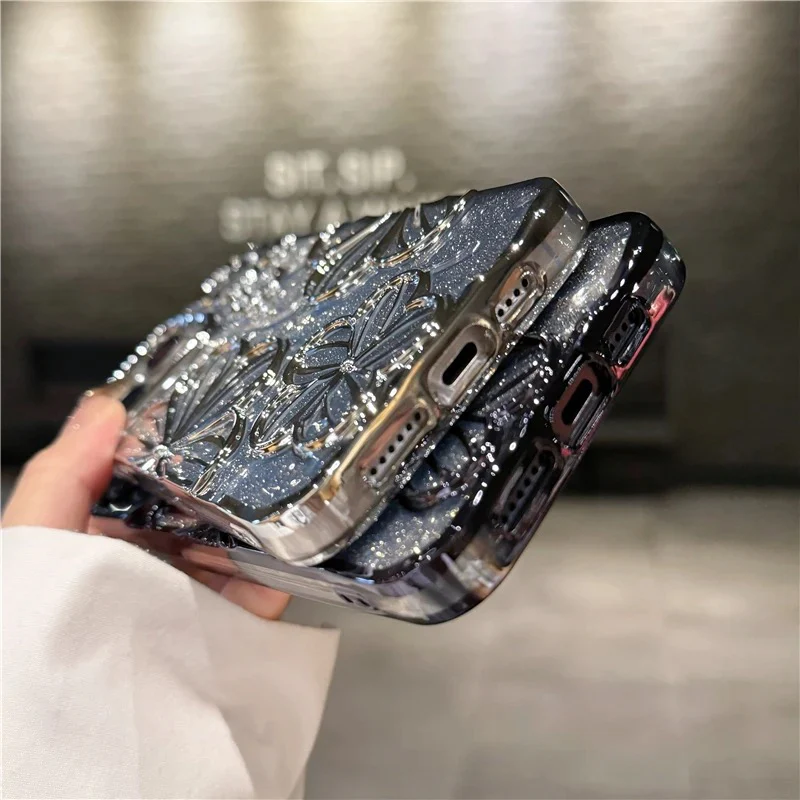  Flower Bling Shimmer Glitter Case –